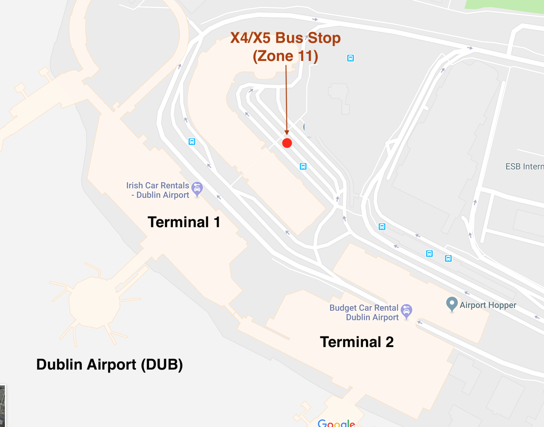 Dublin Airport Bus Stop Map